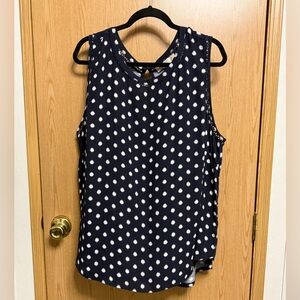 LOFT Navy and White Polka Dot Blouse